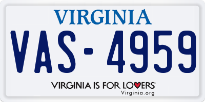 VA license plate VAS4959