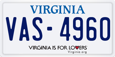 VA license plate VAS4960