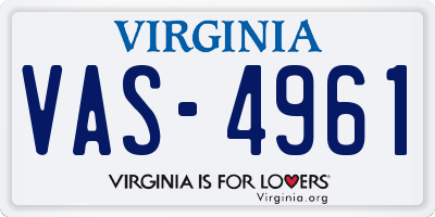 VA license plate VAS4961