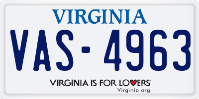 VA license plate VAS4963