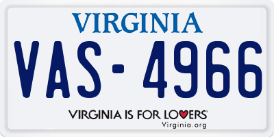 VA license plate VAS4966