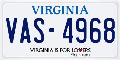 VA license plate VAS4968