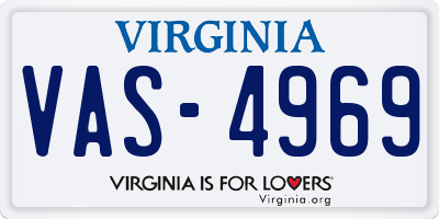 VA license plate VAS4969