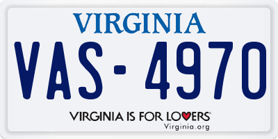 VA license plate VAS4970