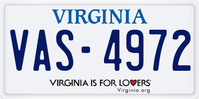 VA license plate VAS4972