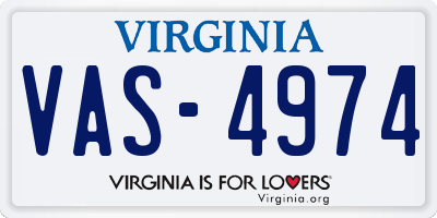 VA license plate VAS4974