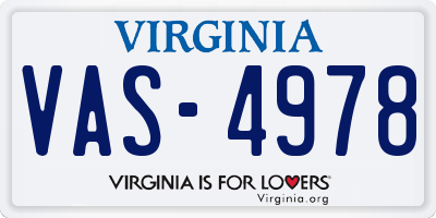 VA license plate VAS4978