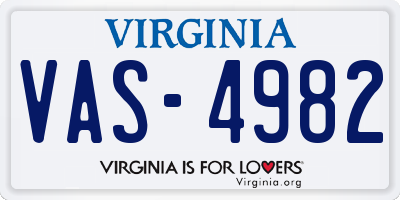 VA license plate VAS4982