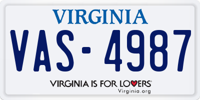 VA license plate VAS4987