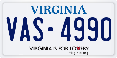 VA license plate VAS4990