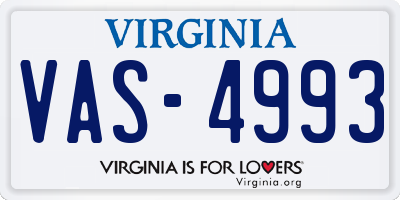 VA license plate VAS4993