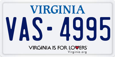 VA license plate VAS4995