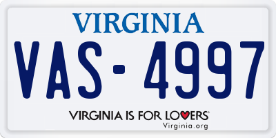 VA license plate VAS4997