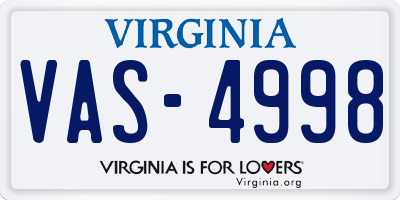 VA license plate VAS4998