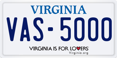 VA license plate VAS5000