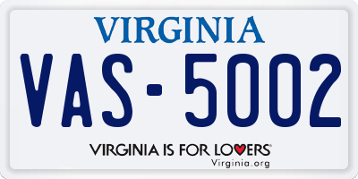 VA license plate VAS5002