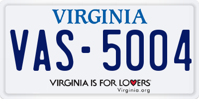 VA license plate VAS5004