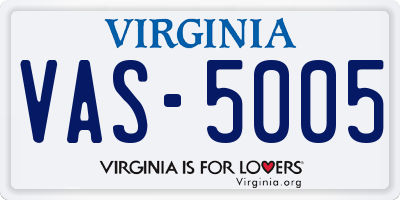 VA license plate VAS5005