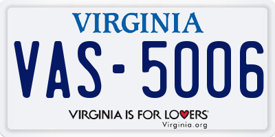 VA license plate VAS5006