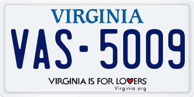 VA license plate VAS5009