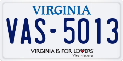 VA license plate VAS5013