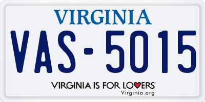 VA license plate VAS5015