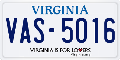 VA license plate VAS5016