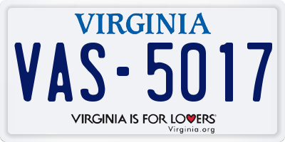 VA license plate VAS5017