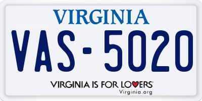 VA license plate VAS5020