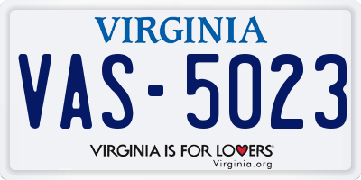 VA license plate VAS5023