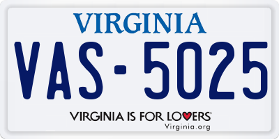 VA license plate VAS5025