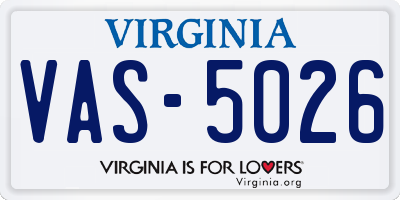 VA license plate VAS5026