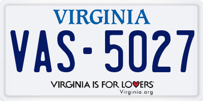 VA license plate VAS5027