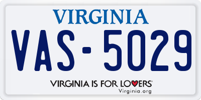 VA license plate VAS5029