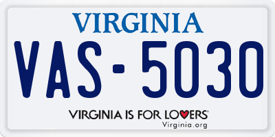 VA license plate VAS5030