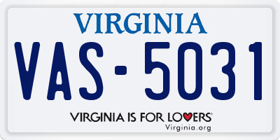 VA license plate VAS5031