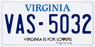 VA license plate VAS5032