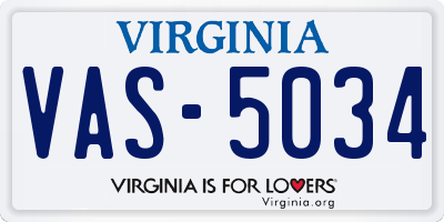 VA license plate VAS5034