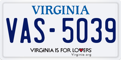 VA license plate VAS5039