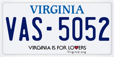 VA license plate VAS5052