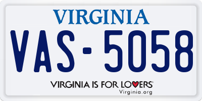 VA license plate VAS5058