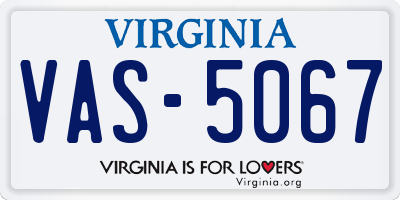 VA license plate VAS5067