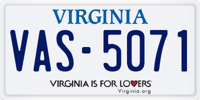 VA license plate VAS5071