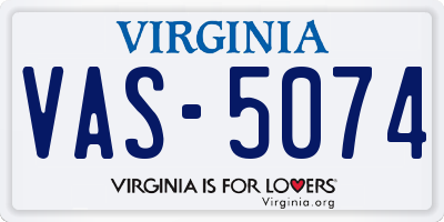 VA license plate VAS5074