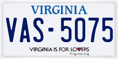 VA license plate VAS5075