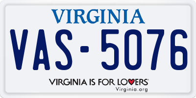 VA license plate VAS5076