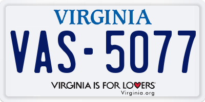 VA license plate VAS5077