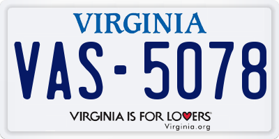 VA license plate VAS5078