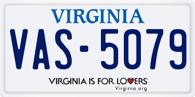 VA license plate VAS5079