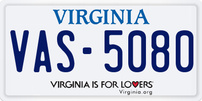 VA license plate VAS5080